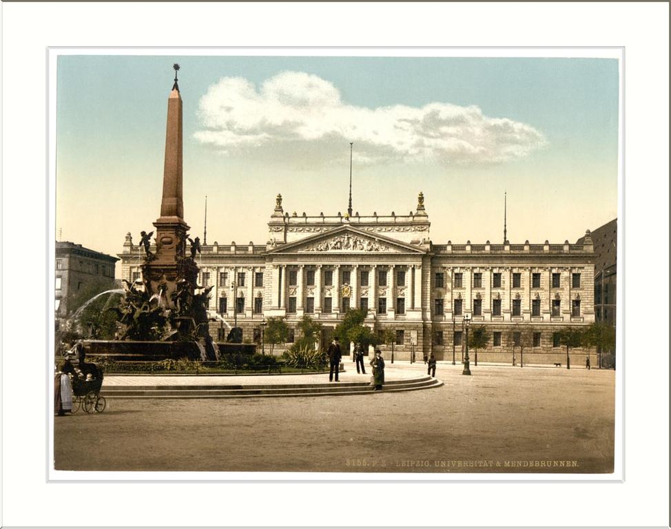 974px University and Mendebrunnen Leipsig i.e. Leipzig Saxony Germany