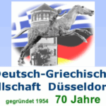 Die Vorsitzende der Deutsch-Griechischen Gesellschaft Düsseldorf (DGGD), Effi Bikaki, im Gespräch
